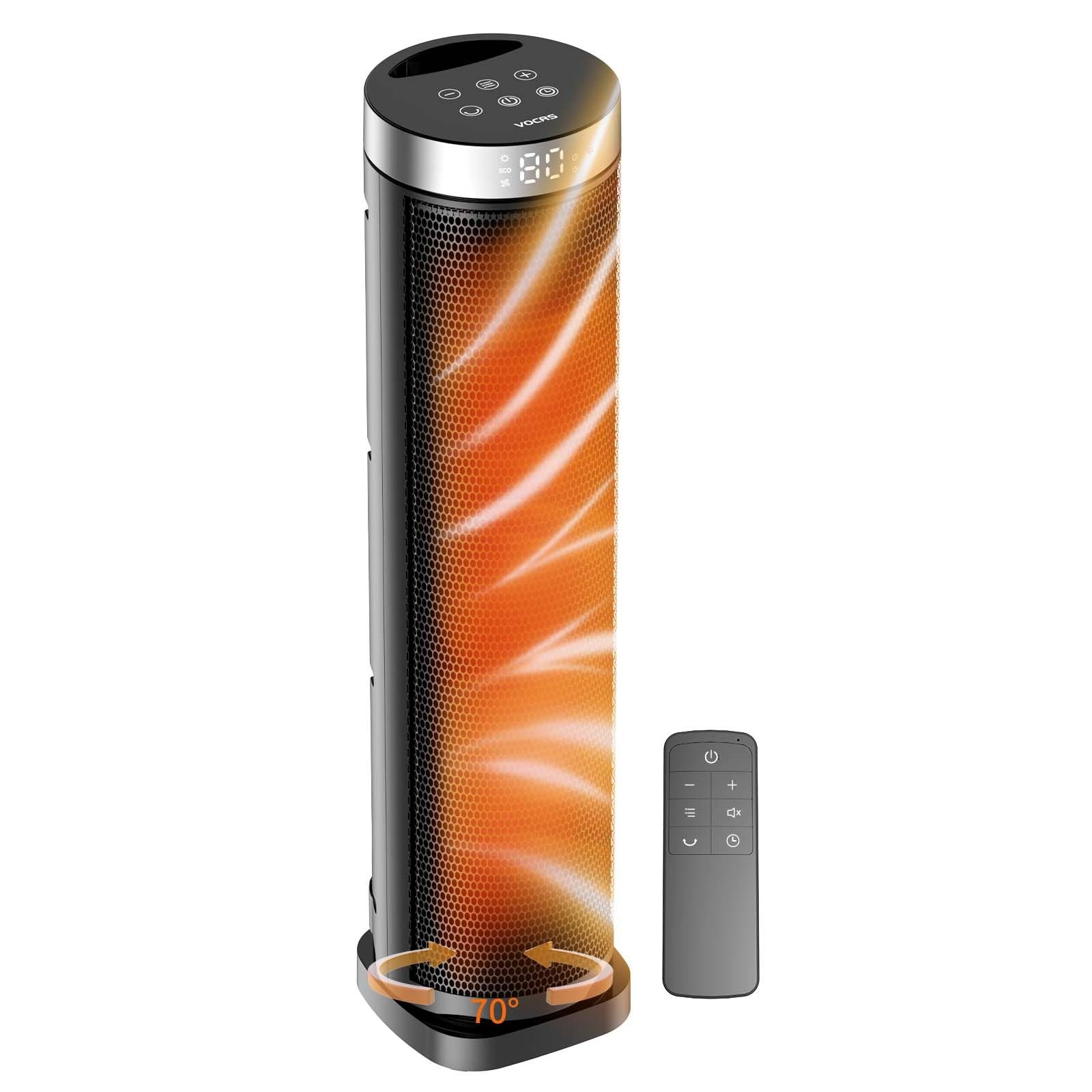 Space Heater for Indoor Use with Remote - 70° 23.42''/70°Oscillation, Black