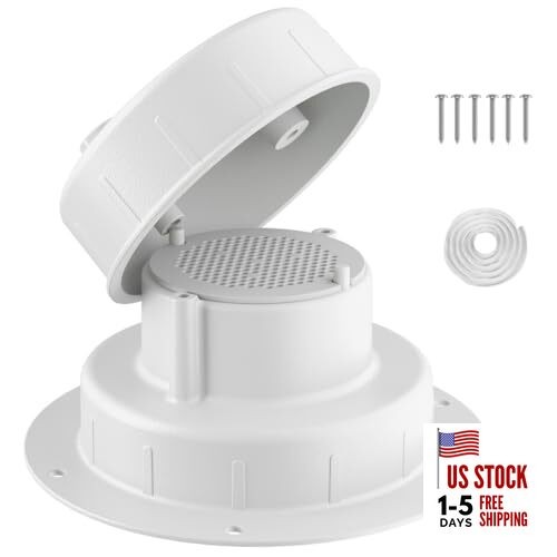 Aluminum RV Plumbing Vent Cap- Strong Protective Roof Sewer Cover with 1 White