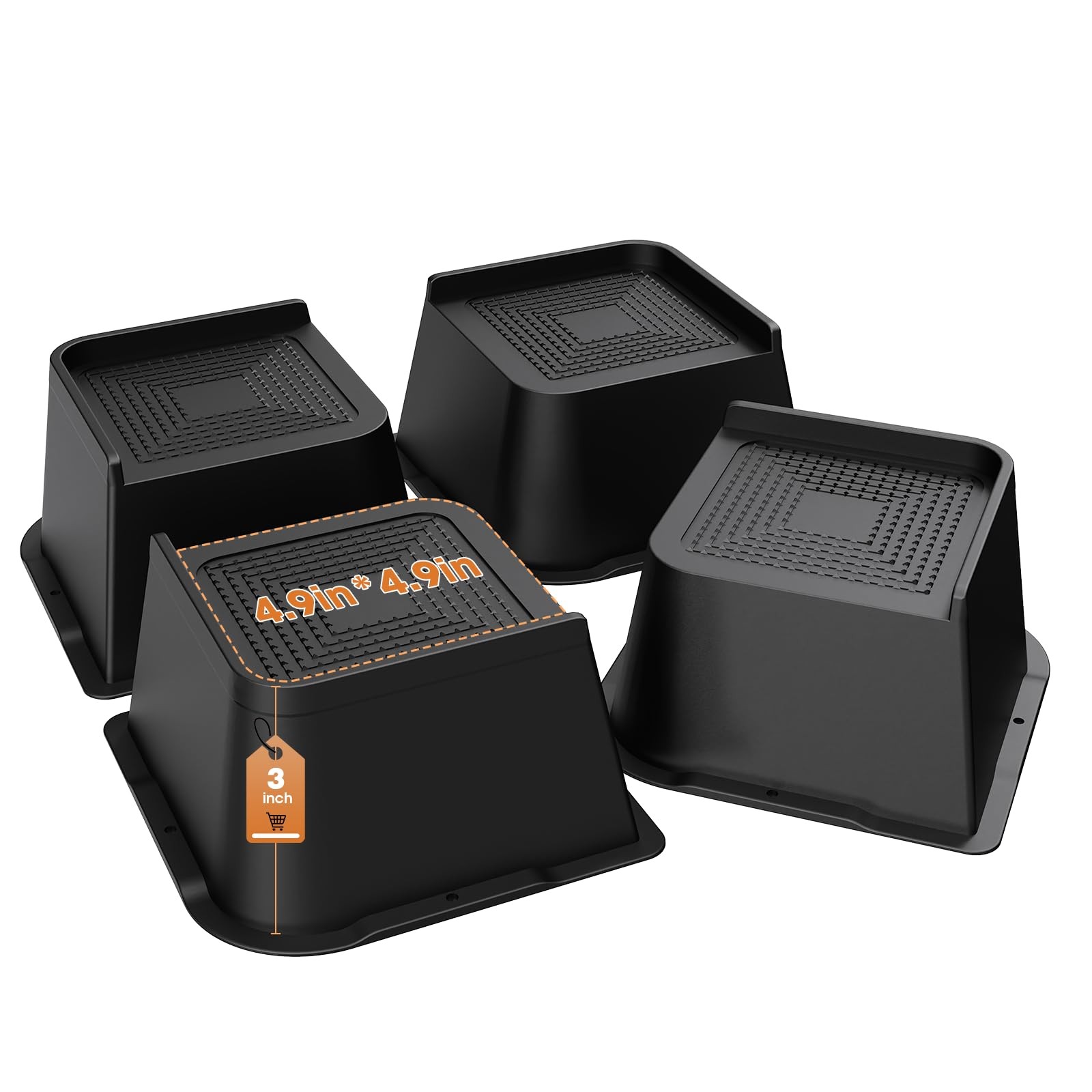 Bed Risers Heavy Duty Oversized Furniture Couch Sofa Black 4 Pack 3 Inch