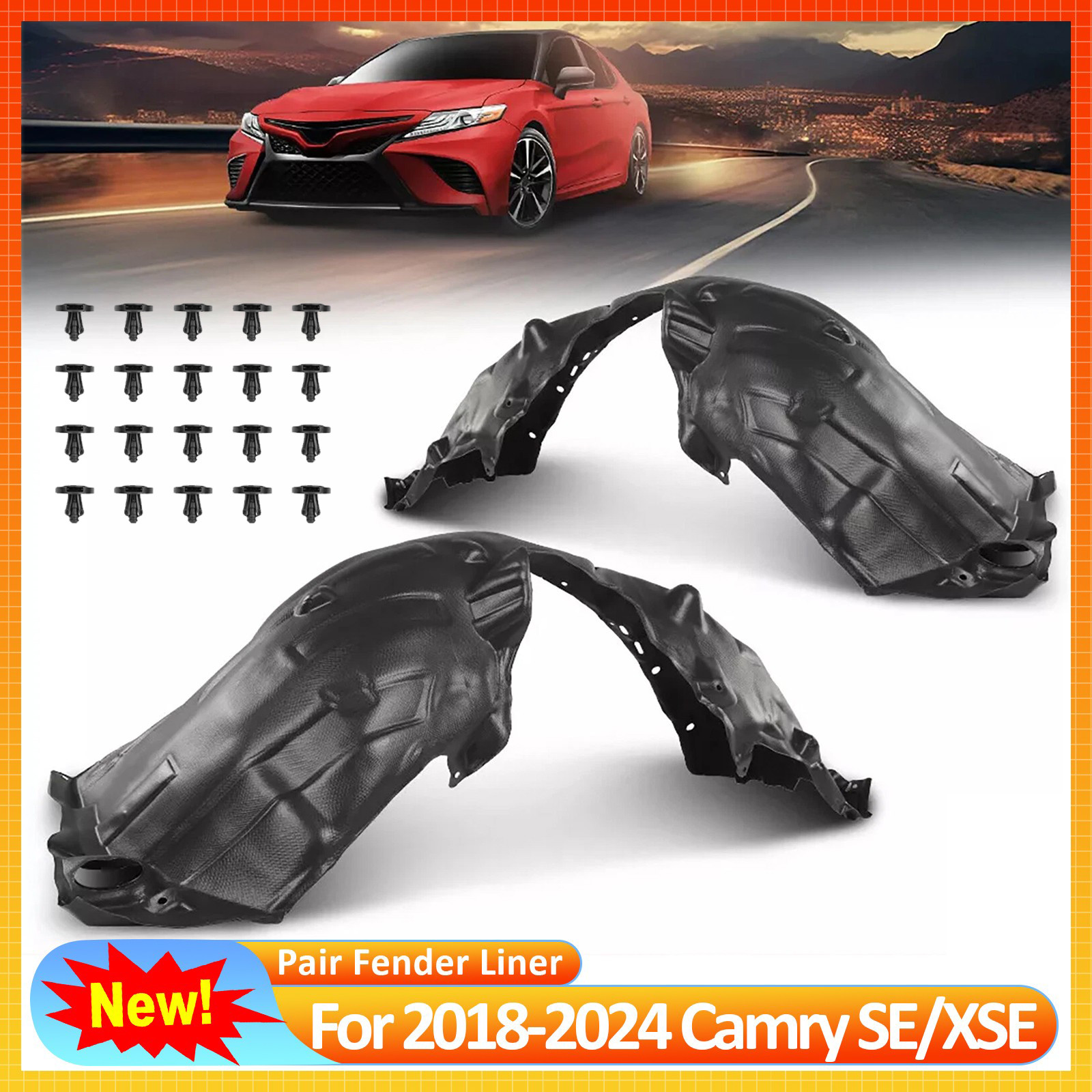 Fit 2018-2024 Toyota Camry SE XSE Fender Liner Inner Splash Shield LH RH w/ Clip