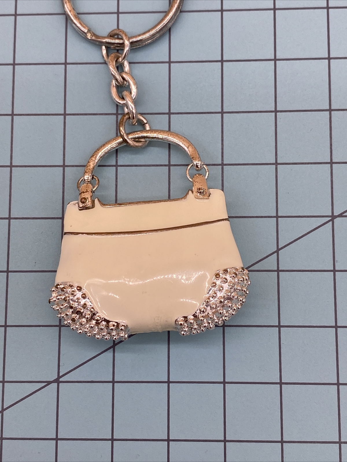 vintage white purse keychain collectors