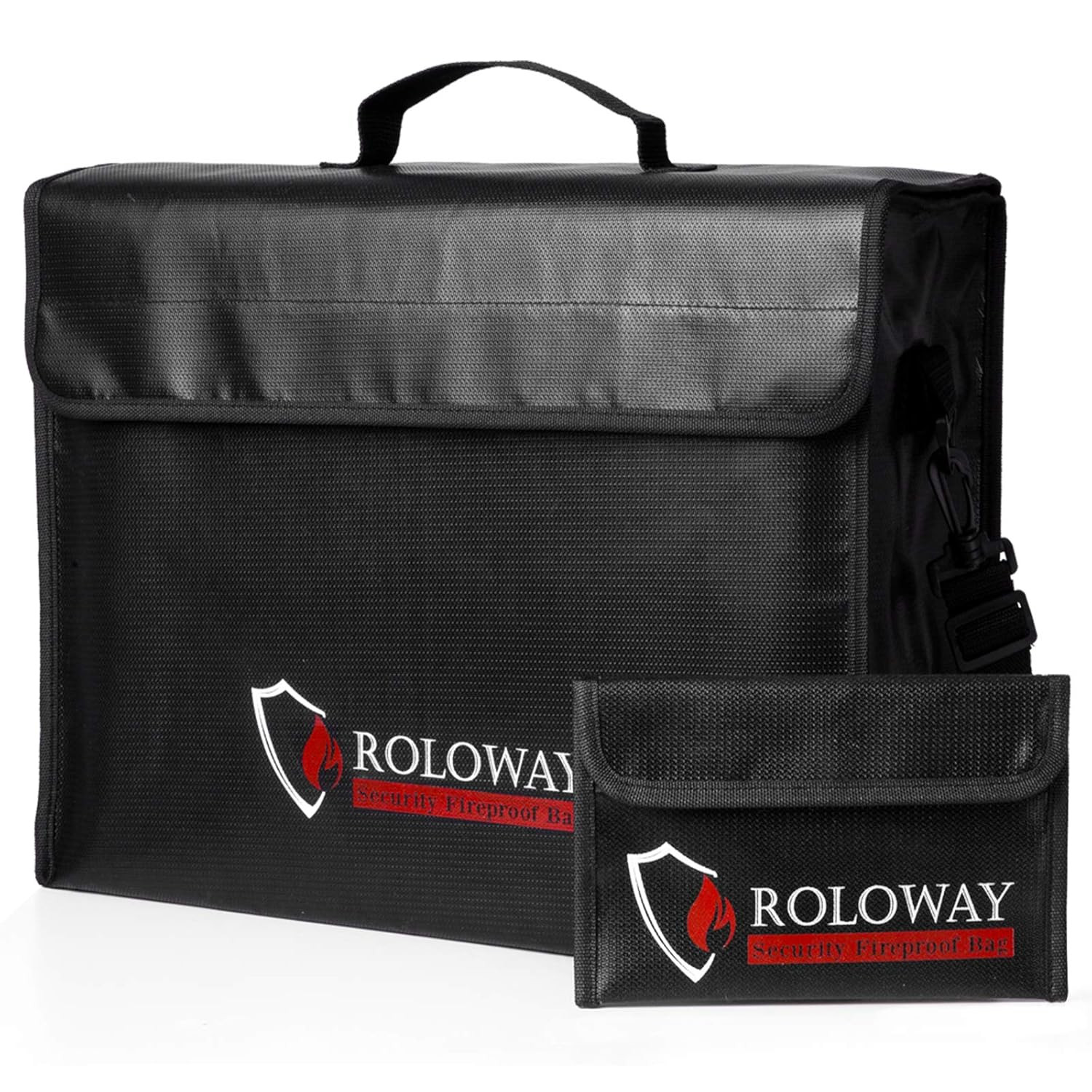 ROLOWAY Large (17 X 12 X 5.8 Inches) Fireproof Bag, Water Resistant Fireproof Do
