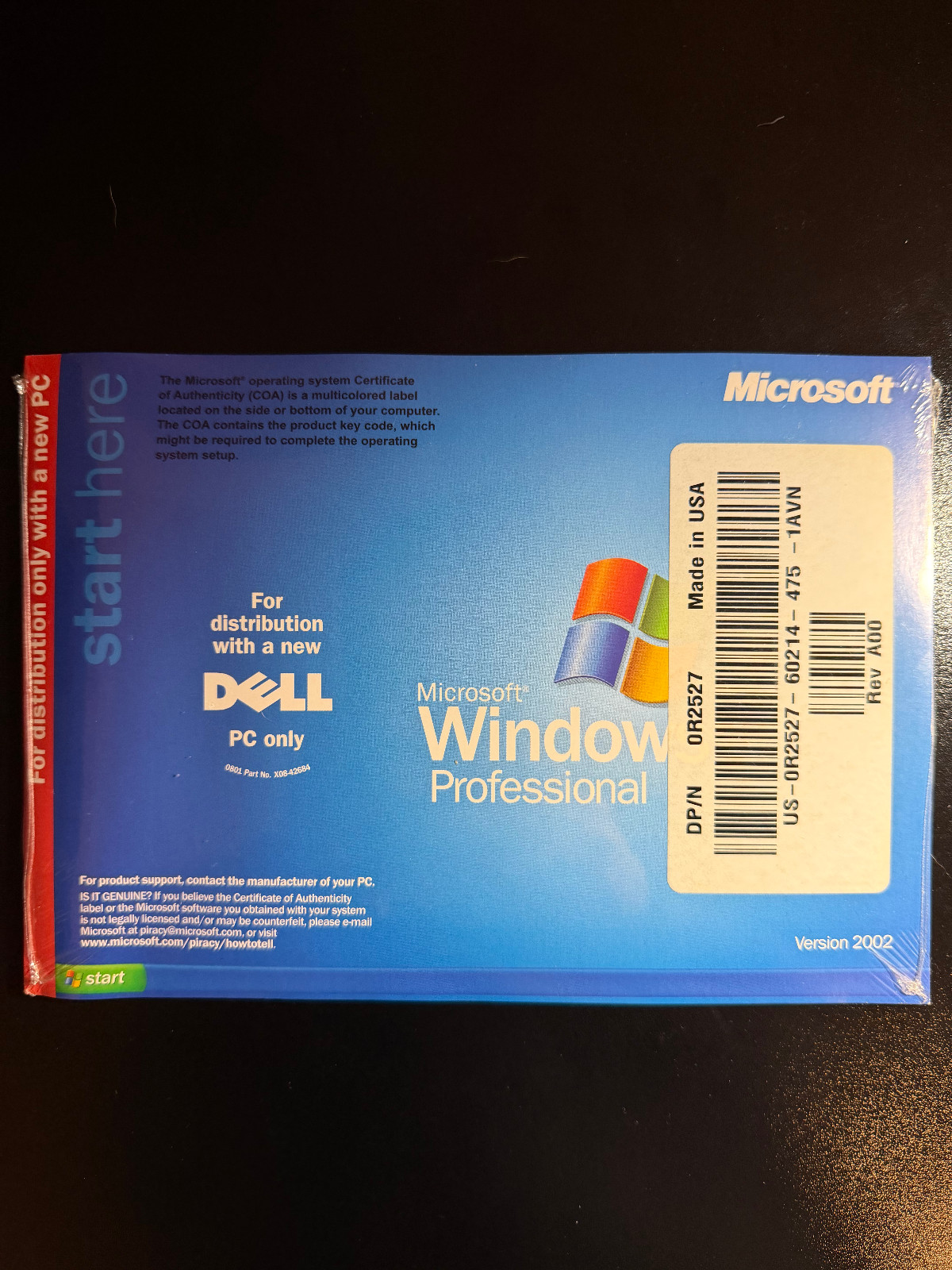 NEW! SEALED Microsoft Windows XP Professional SP1, Dell OEM **NO COA**