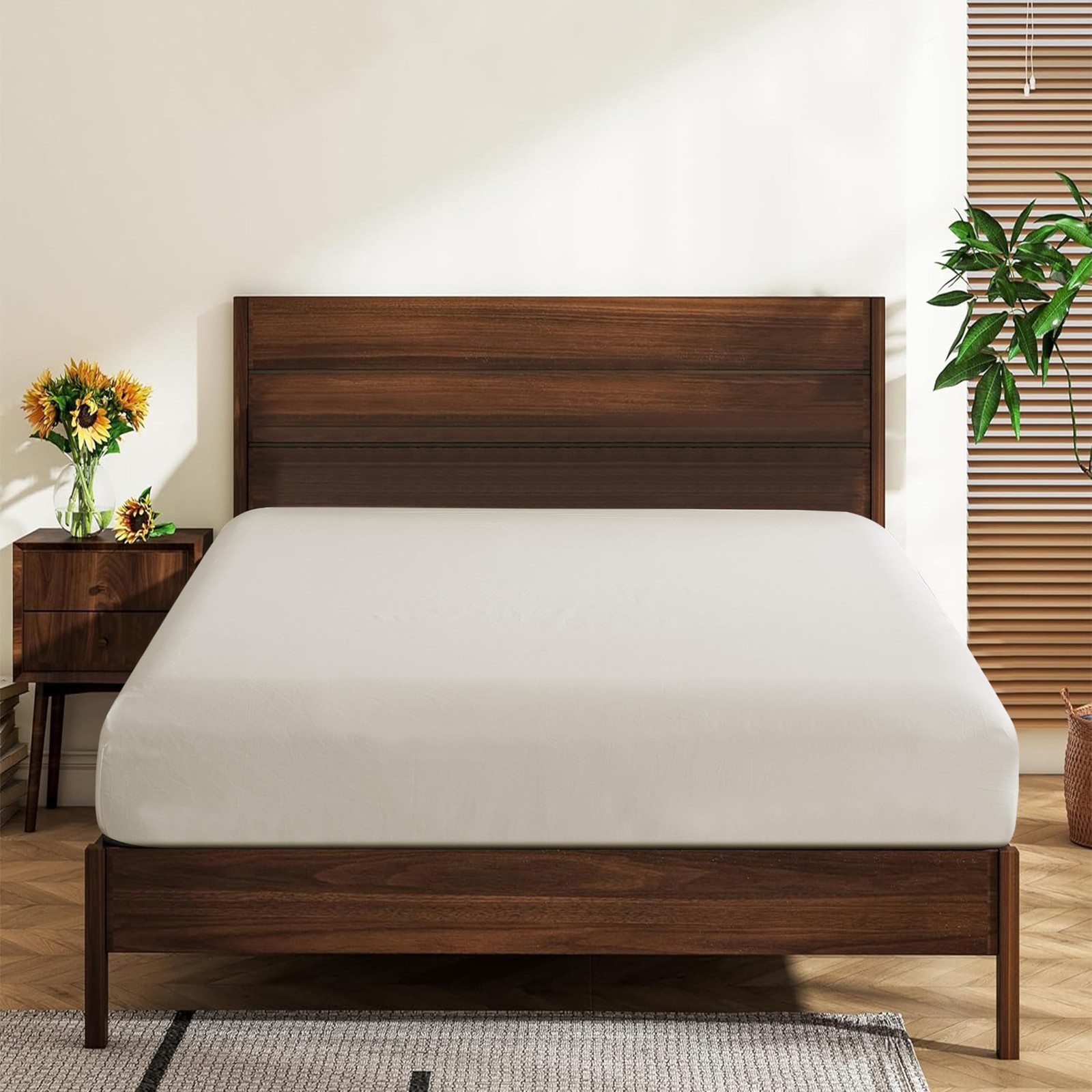 Full Size 100% Egyptian Cotton Fitted Sheets 600 Thread Count 16" Deep Pocket
