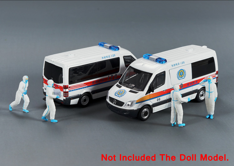 1/64 Scale Mercedes Sprinter Shenzhen Airport Ambulance Alloy Model Car Gifts