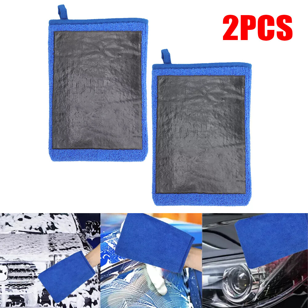 2× Car Wash Gloves Microfiber Clay Bar Towel Detailing Cleaning Cloth Rag New