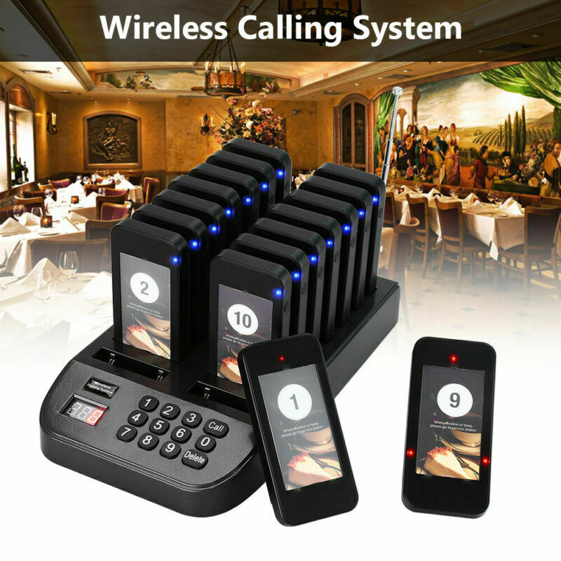 Restaurant Pager Calling Button Keypad+16 Receiver Wireless Paging Queue System