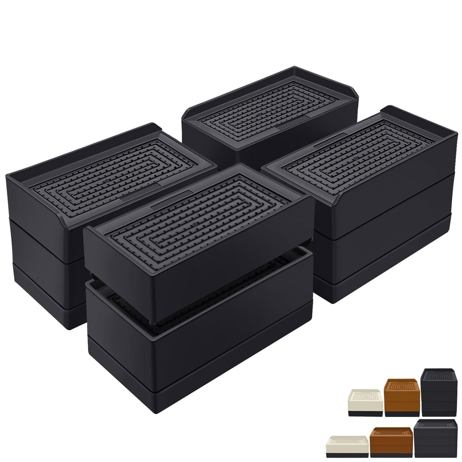 Rectangle Bed Risers, 3 Inch Heavy Duty Adjustable Furniture Risers for Bed S...