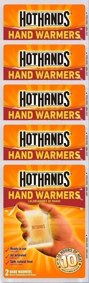 10 Count Hand Warmers - 5 Packs with 2 Warmers Each for Instant Heat