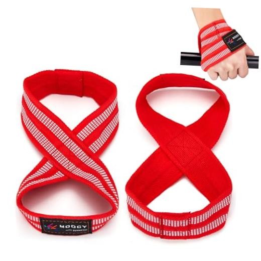 Figure 8 Lifting Straps - Deadlifting & Powerlifting Medium Reddish black