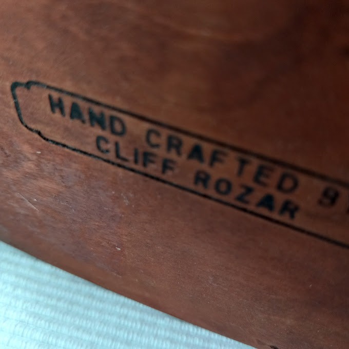 Cliff Rozar Signed Basket Wood Handle Carved Pattern Bent Wood