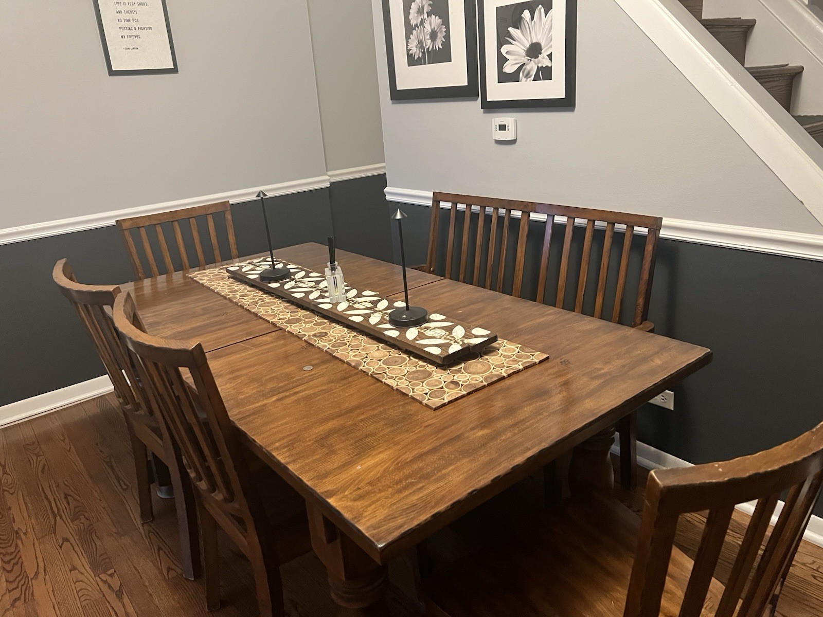 Wood Dining Room Table seats 6 expandable to 10