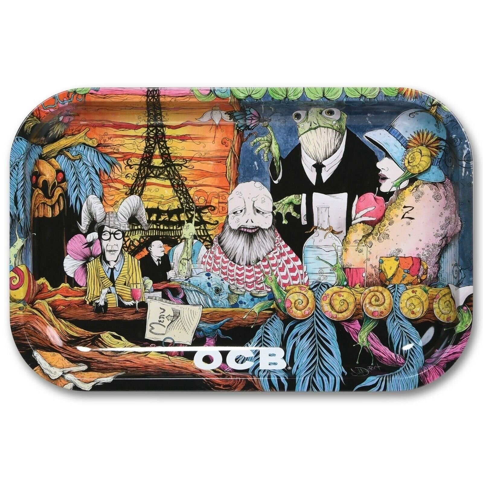 OCB Medium Cafe Culture - Metal Rolling Tray - 11 x 7, Free Same Day Shipping