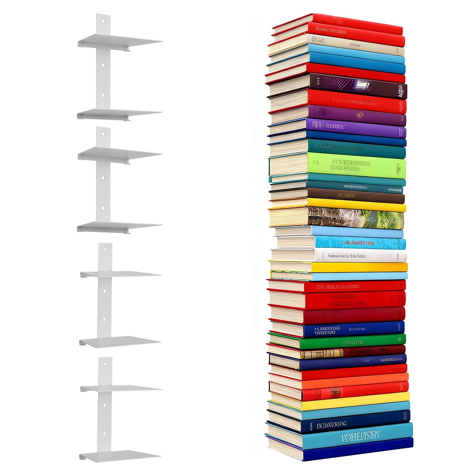 8 Tier Invisible Floating Bookshelves for Wall,Heavy Duty Floating Book Shelv...