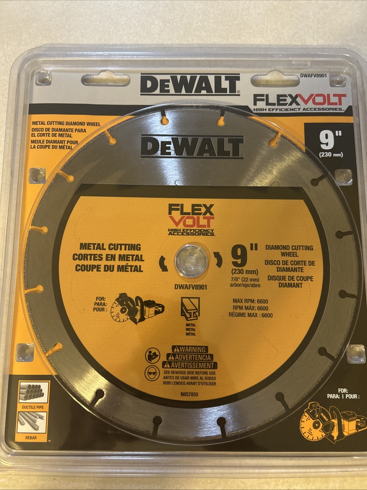 DEWALT DWAFV8901 FLEXVOLT 9 in. Metal Cutting Diamond Wheel Saw Blade New