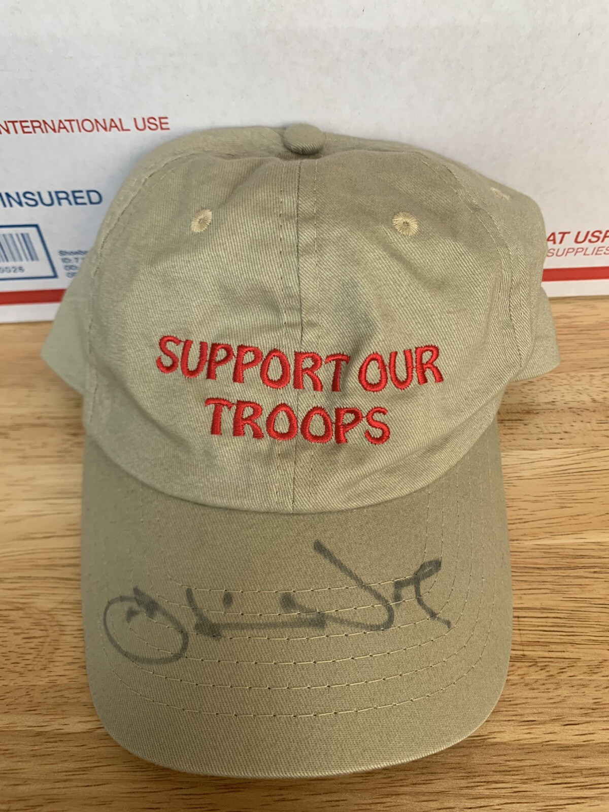 General Oliver North Autograph Signed Support Our Troops Baseball Cap Hat USA