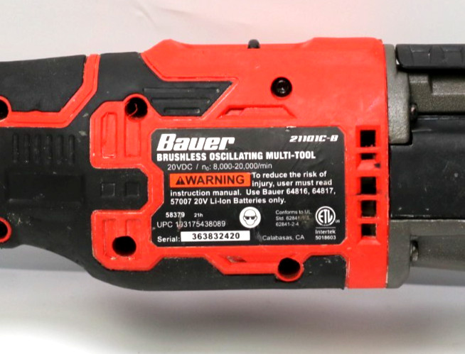 TESTED BAUER 21101C-B Oscillating Tool TOOL ONLY (FREE SHIPPING)
