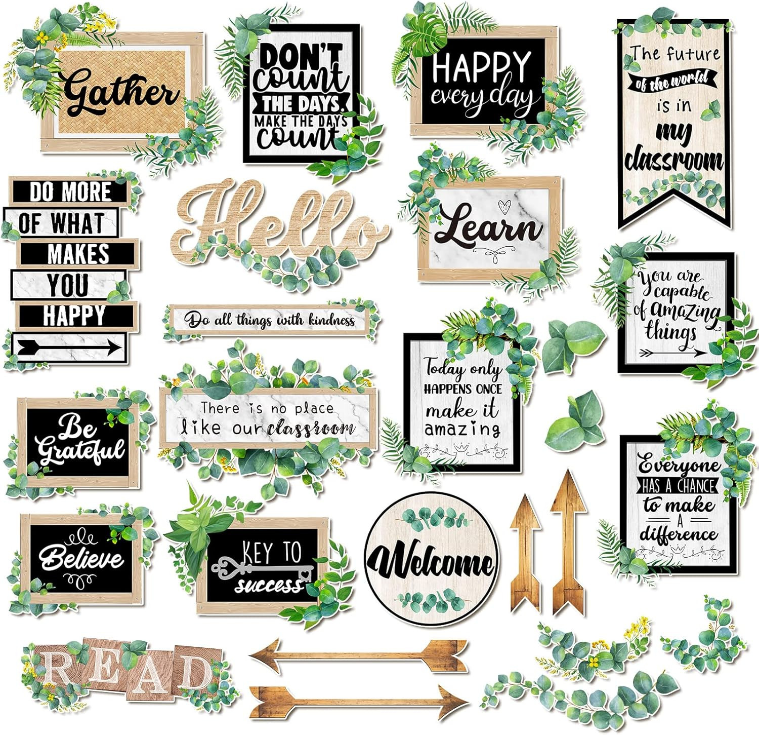 26 Pieces Eucalyptus Classroom Bulletin Board Set Classroom Positive Sayings Acc