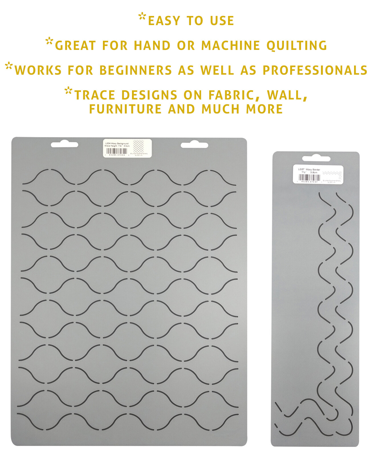 2 Quilting Stencils Wave Border Stencil Wavy Grid Quilt Pattern Stipple Template
