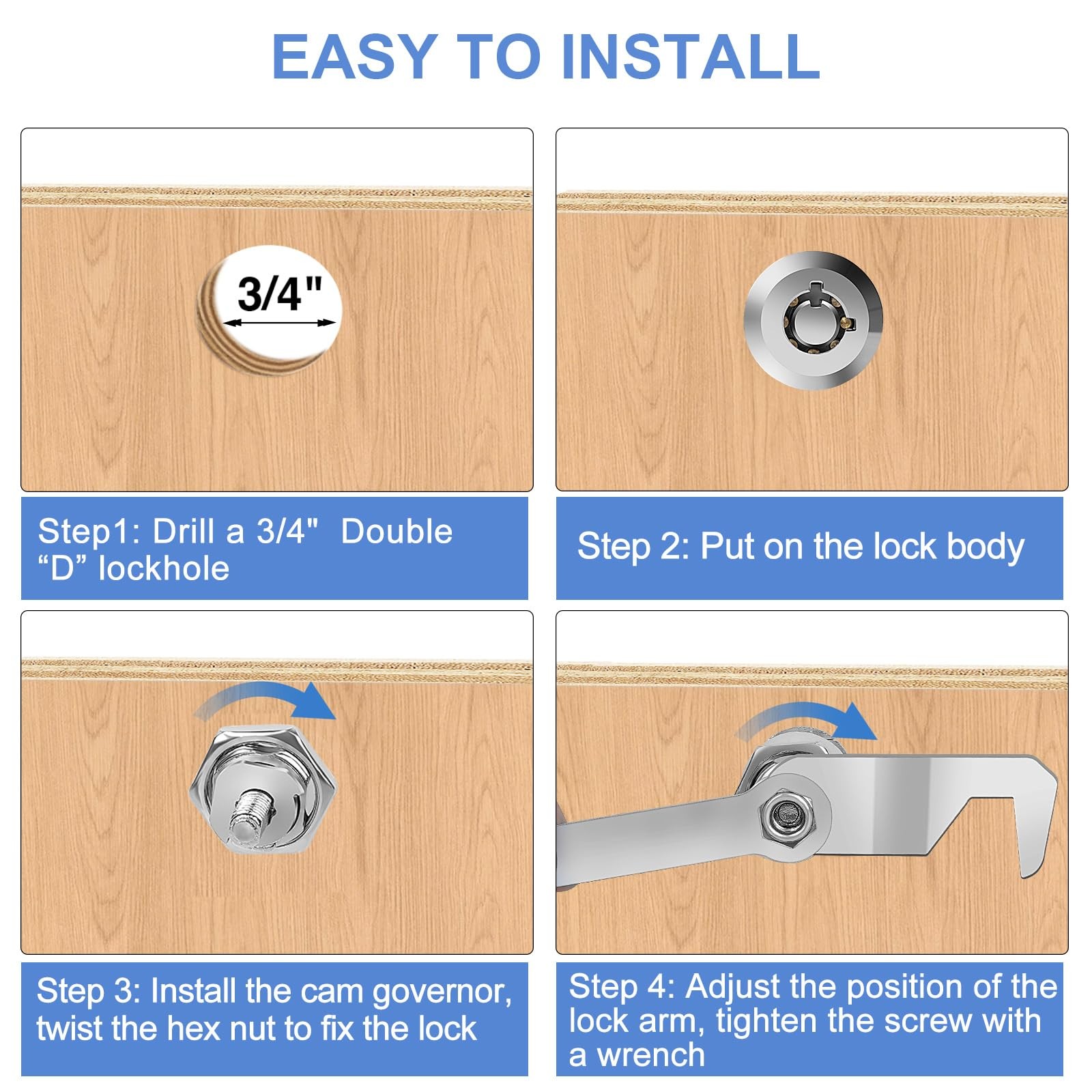 RV Storage Lock - 1-1/8" Cam Lock Keyed Alike Toolbox Locks Replacement for C...