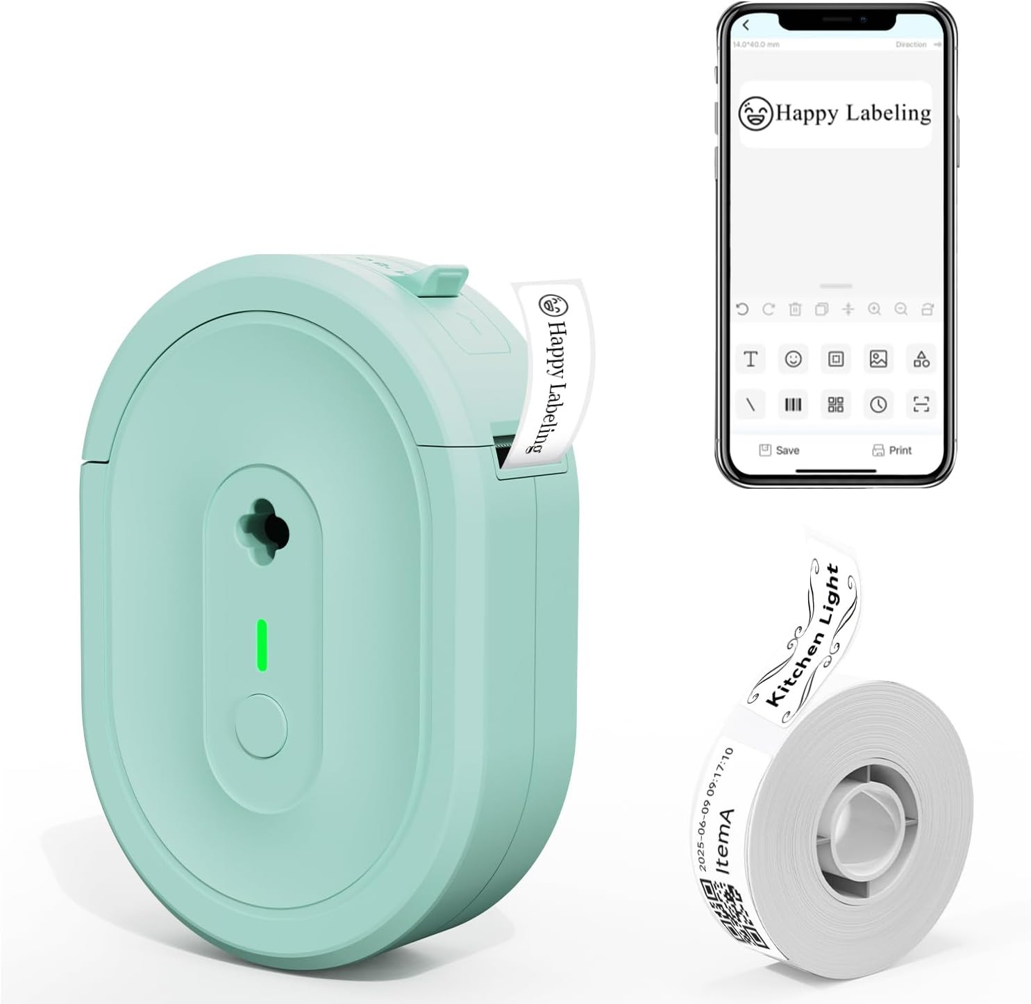 Label Maker Machine with Tape, Portable Bluetooth Label Makers, Inkless Mini Pri