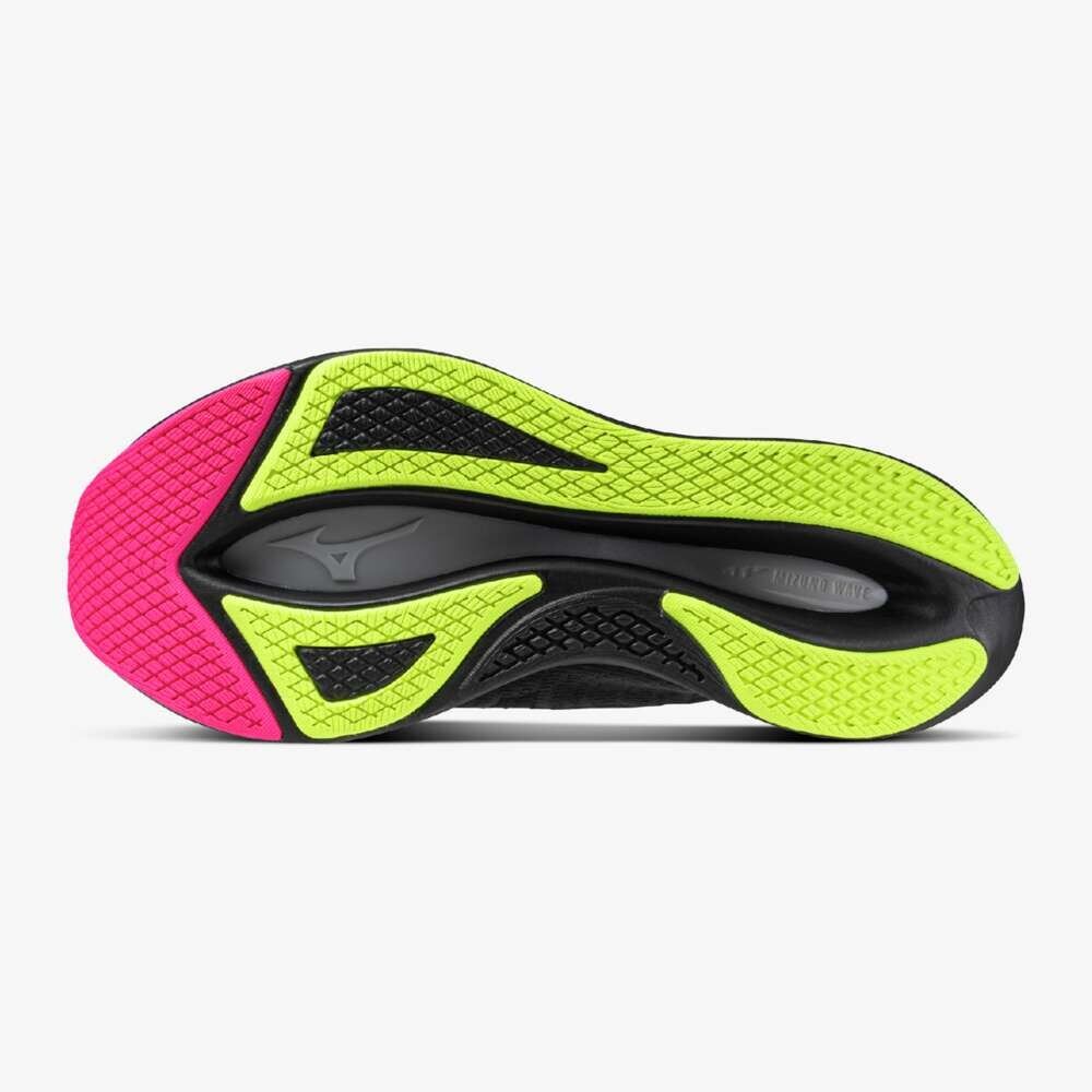 Mizuno Wave Rebellion Flash 2 Black Pink Yellow width 2E J1GC243652 Men's Size