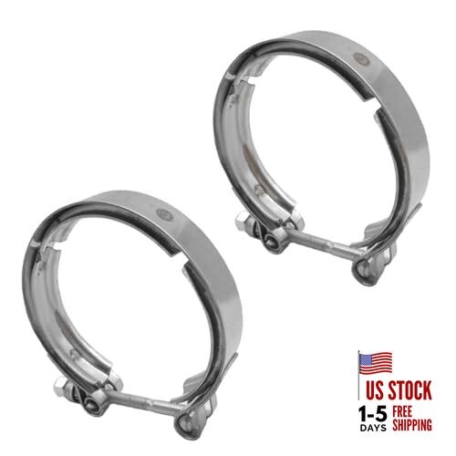 2PCS V Band Clamp, 304 Stainless Steel Exhaust V Band Bolt Clamp, 2.5 Inch