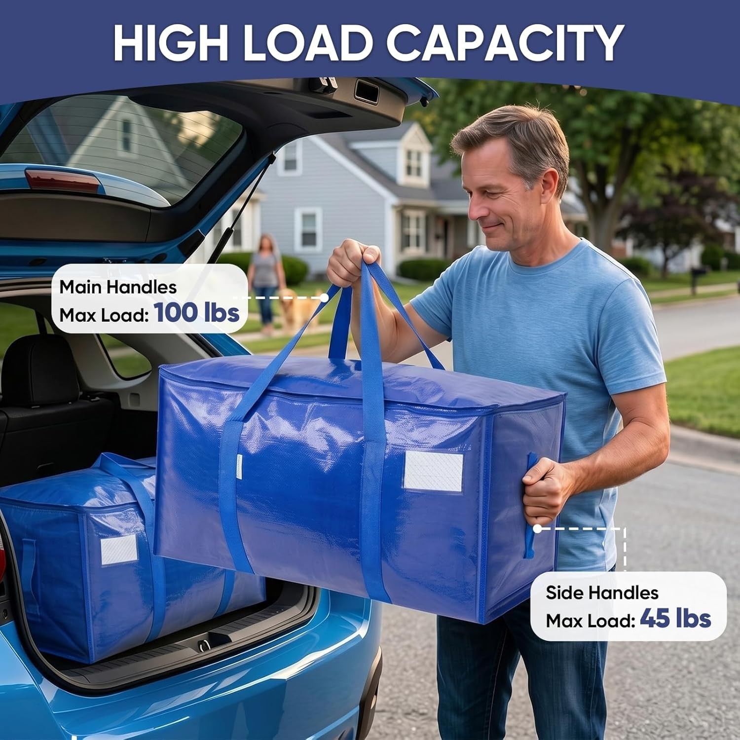 4 Pack Heavy Duty Water-Resistant Moving Bags - Extra Large Storage Solution