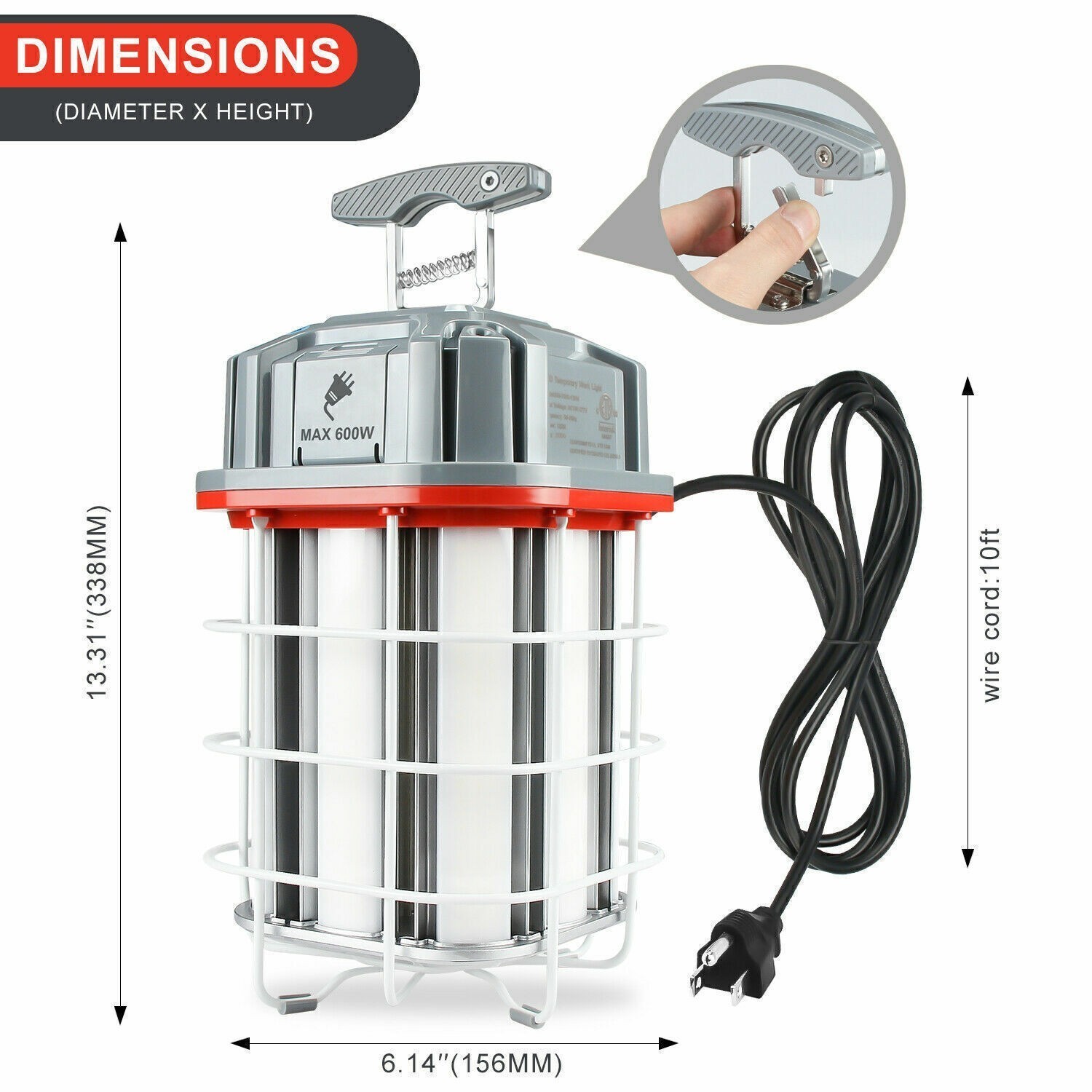 80W LED Temporary Work Light 11600LM Linkable Construction Job Site Light 5000K