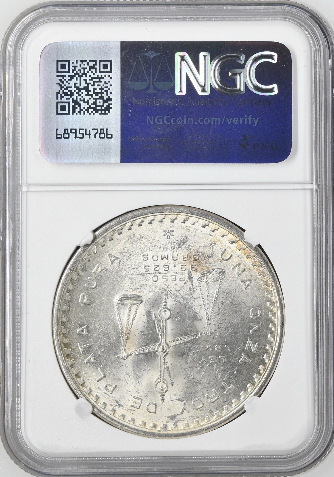 RAINBOW TONED 1979Mo Silver Mexico 1 Onza┃NGC MS62
