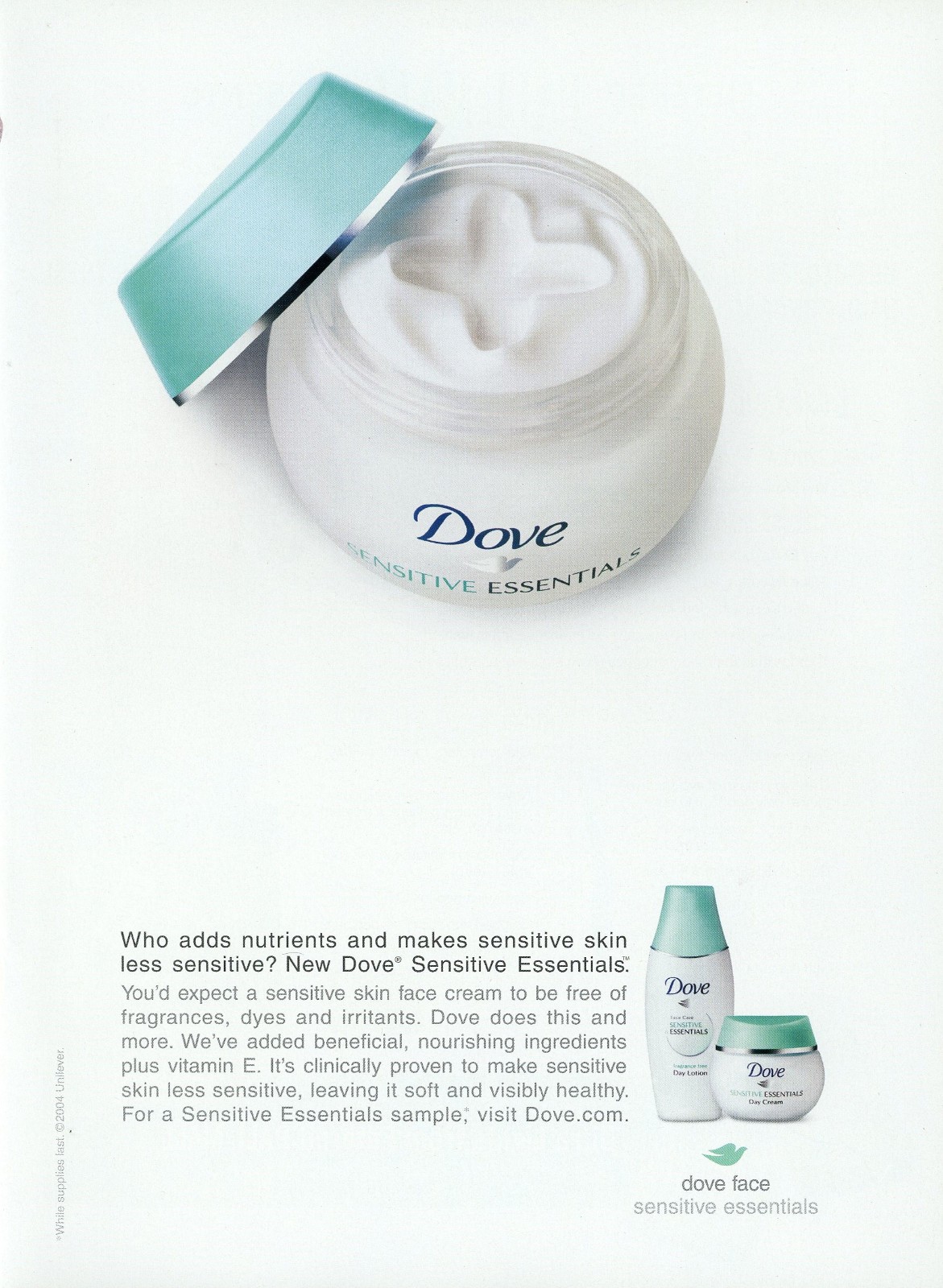 DOVE magazine AD 062 OOP 2004  DOVE DAY CREAM ~ WALL DECOR