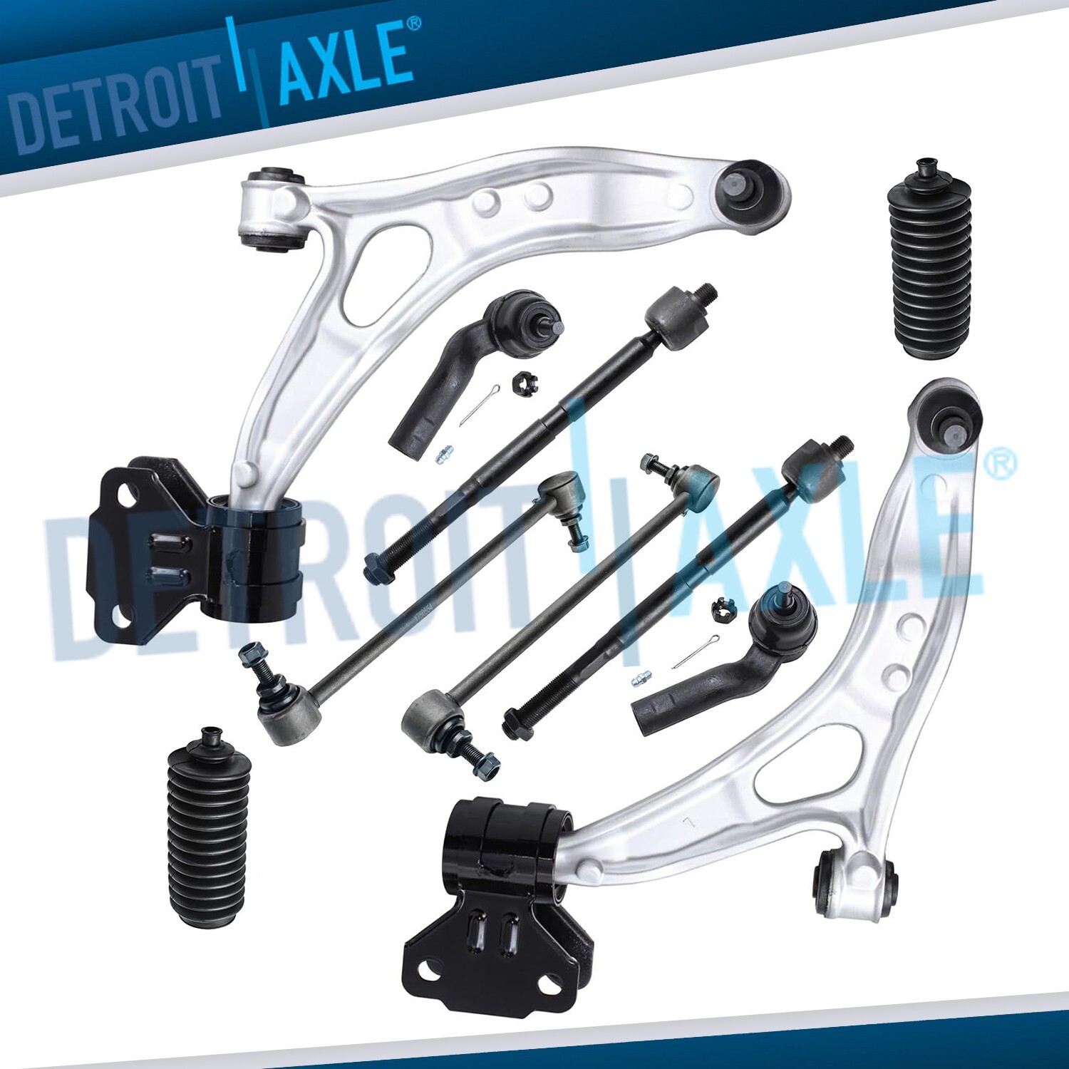Front Lower Control Arms Sway Bars Tie Rods Kit for 2012-2018 Ford Focus C-Max