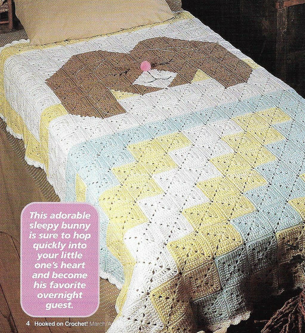 BUNNY BLANKET AFGHAN HOME DECOR DIGEST SIZE CROCHET PATTERN INSTRUCTIONS