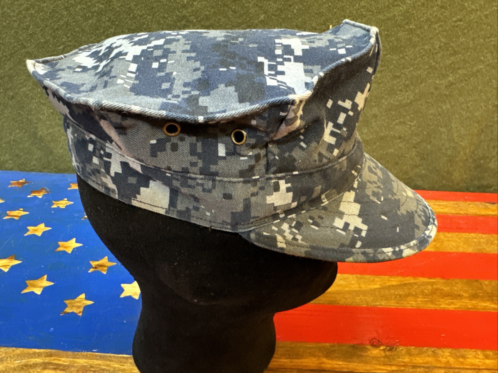 7 1/8 USN Navy NWU Blue Camo 8 Point Working Utility Cover Hat Cap 4270