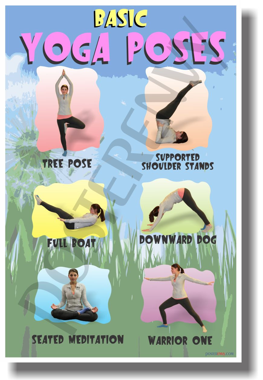 Basic Yoga Poses - NEW Health and Fitness Poster