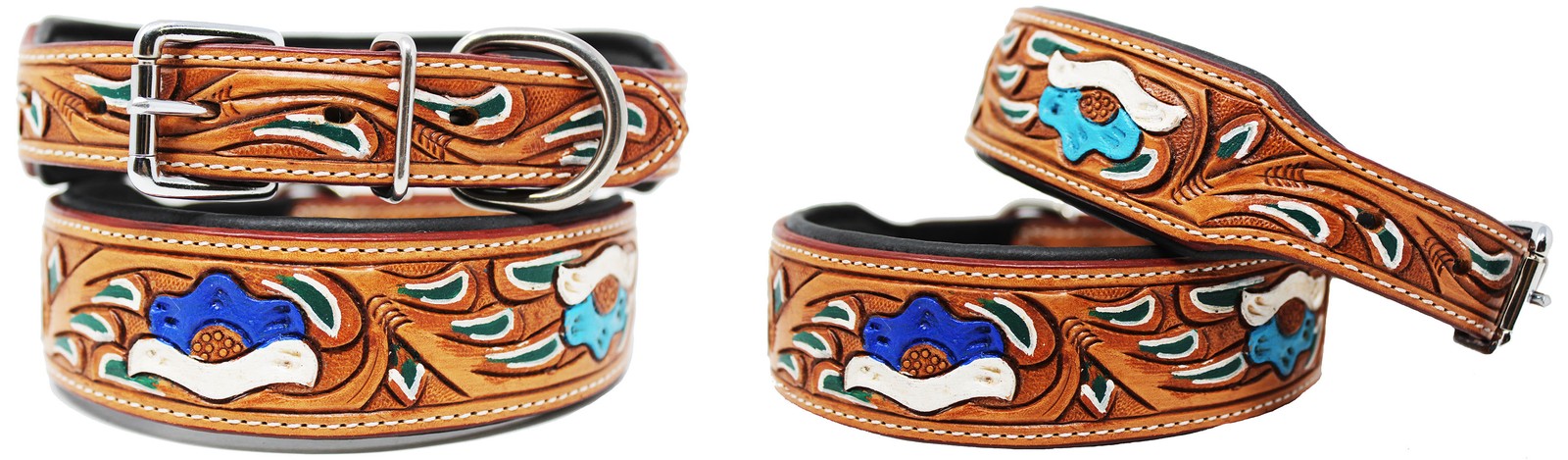 Dog Puppy Collar Genuine Cow Leather Padded Canine  60100