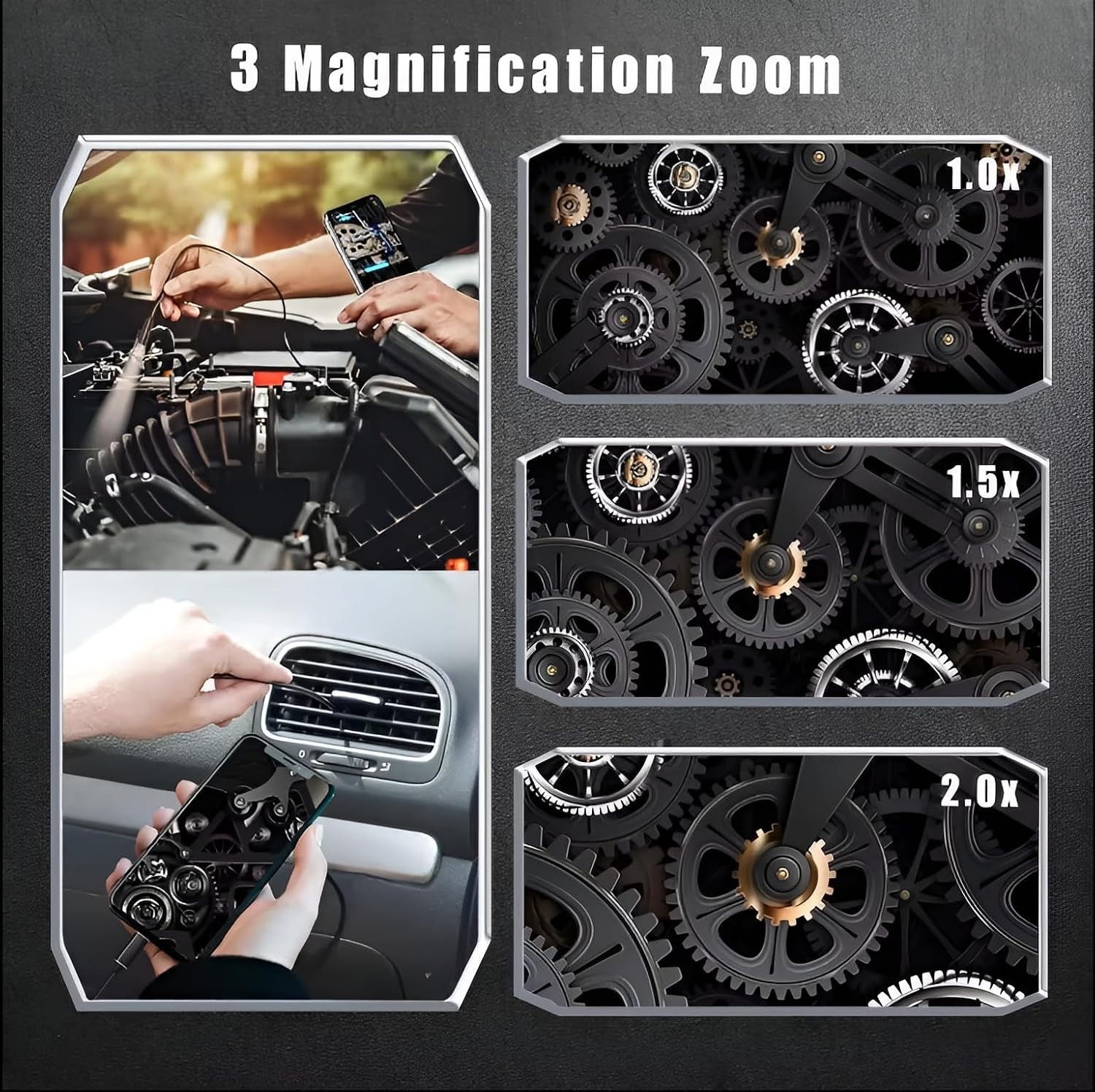 Dual-Lens Endoscope Camera with Light,Borescope with 8 Adjustable LED Lights ...