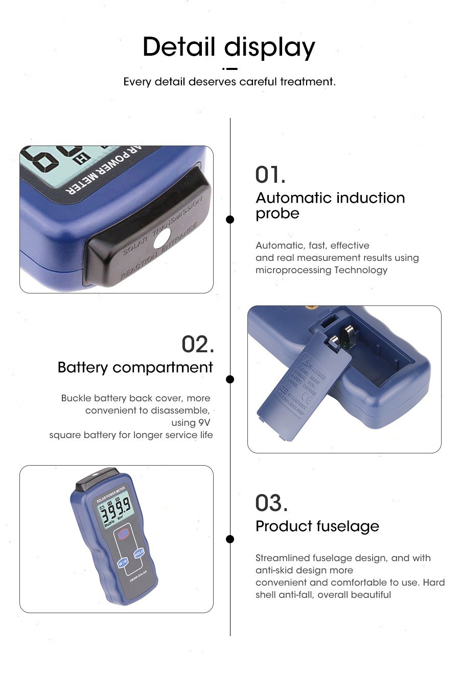 Solar Power Meter Solar Radiation Meter Tester For Testing Sun Light Radiation