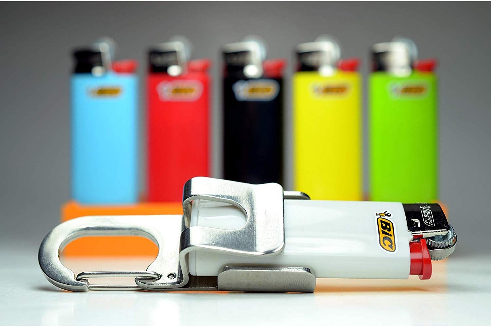 Bic Standard Full-Size Lighter Holder Keychain Multi Tool with Carabiner Clip...