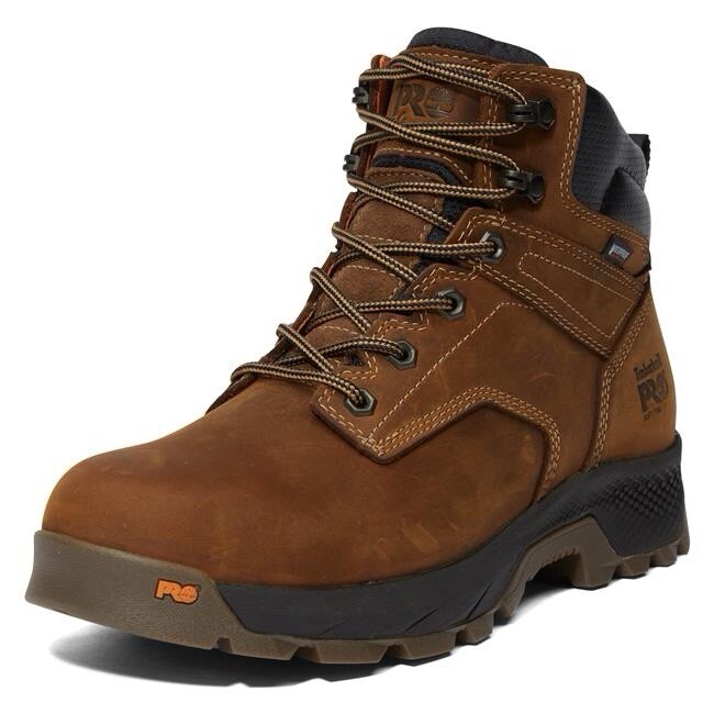 Men's Timberland PRO 6" TiTAN EV Waterproof Boots MODERN BROWN SOFT TOE NEW WORK