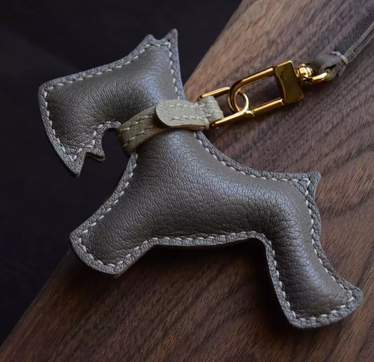 Handmade Schnauzer Bag Charm Real Leather Dog Handbag Accessories Xmas Gift New