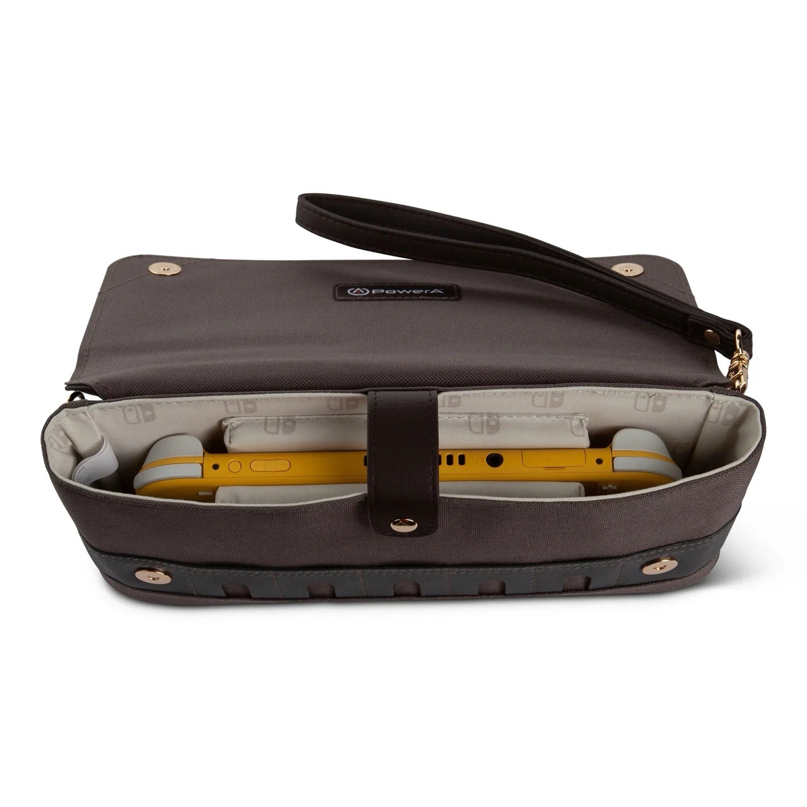 PowerA Clutch Bag Carrying Case, Padded Wrist Strap for Switch/Switch Lite Brown