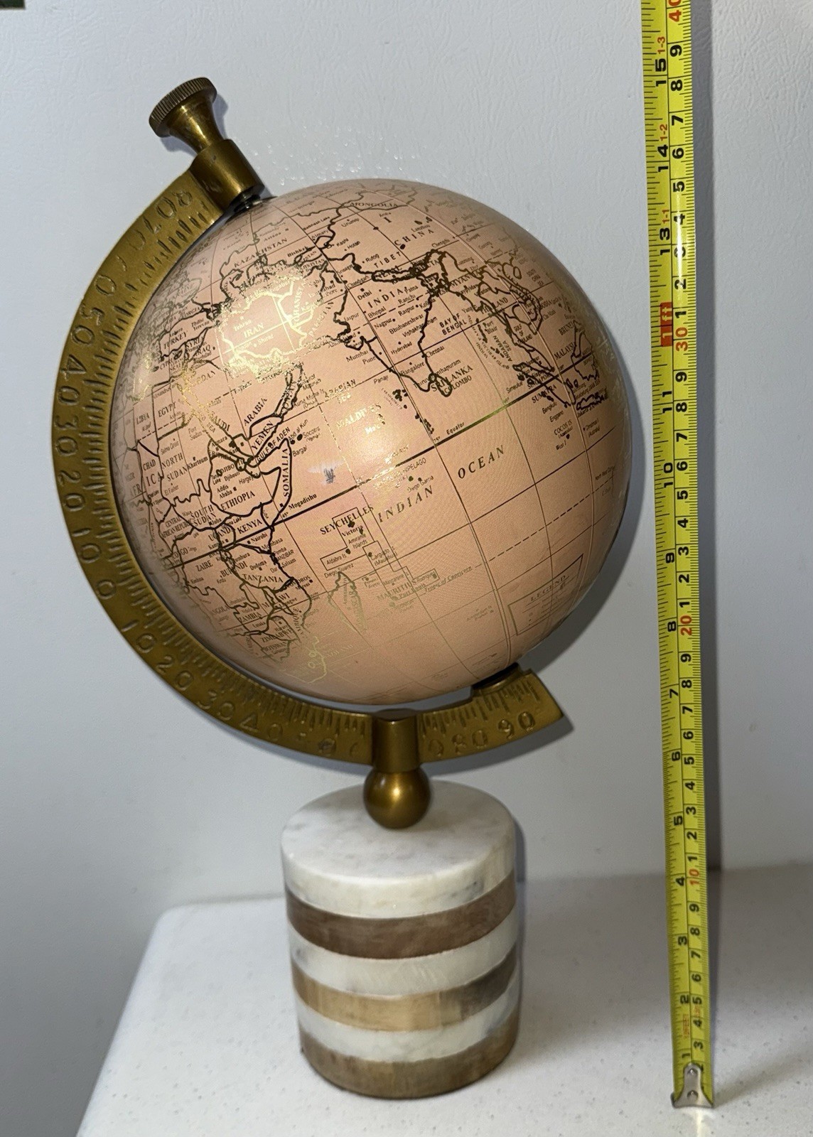 Marble BASE World Globe Dusty Pink 15.5”