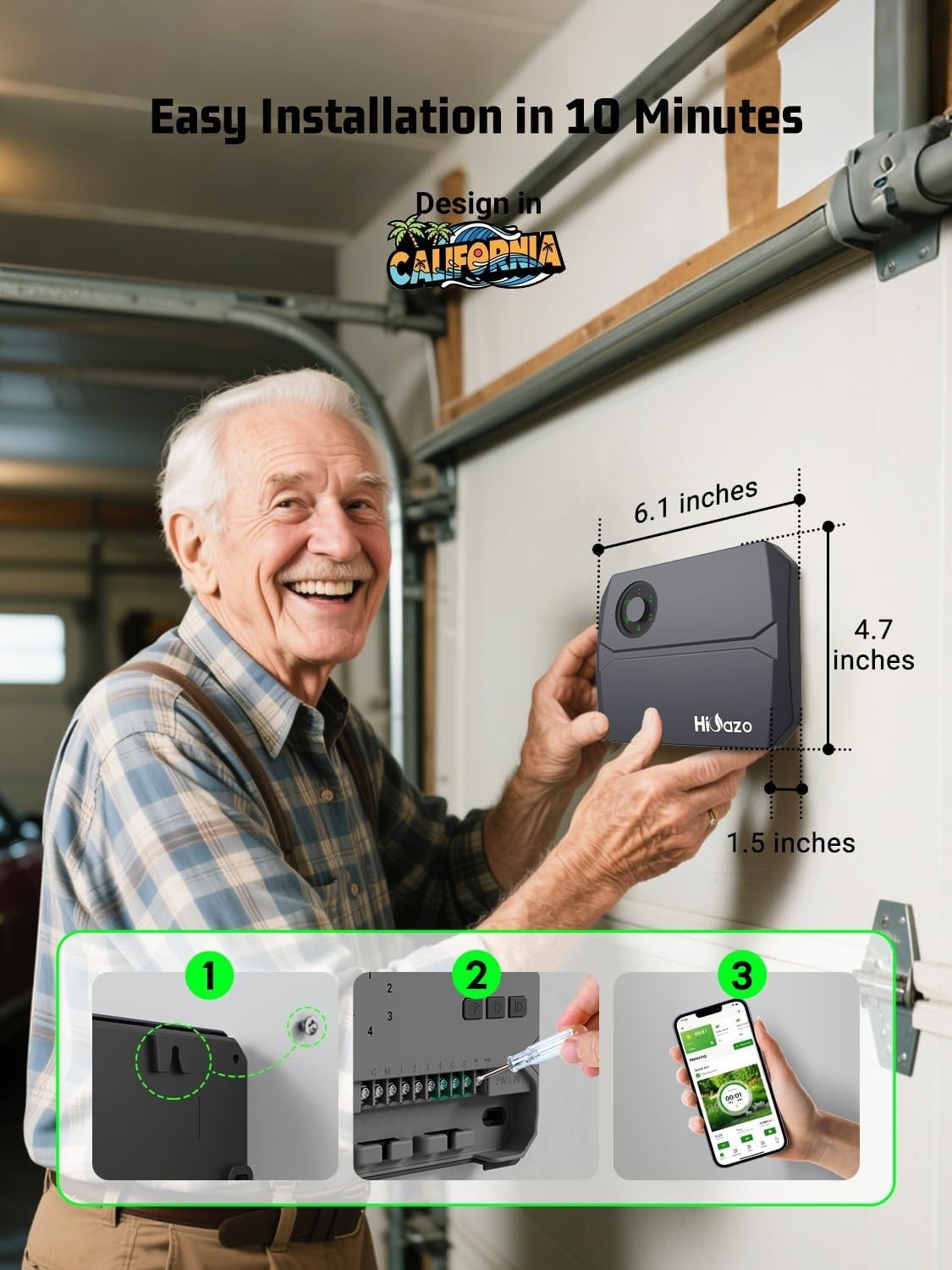 Intelligent Smart Irrigation Controller - 4 Zones, Save Water with App Access