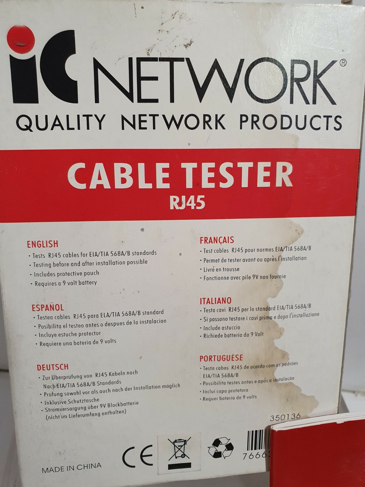 IC NETWORKS cable tester 350136 di rete rj45 stp coaxial modular cables network