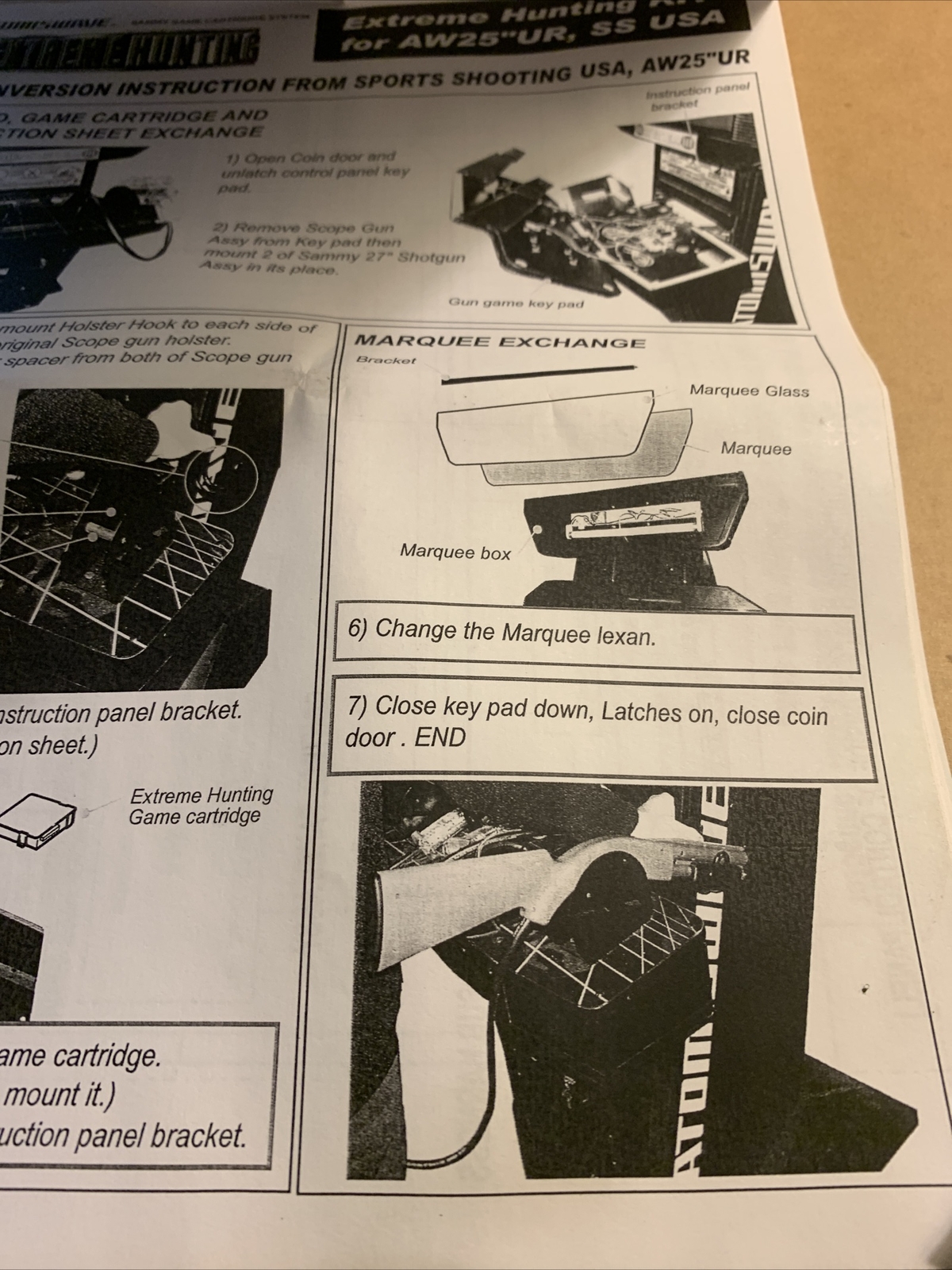 original  arcade video game owners manual Atomiswave Extreme Hunting Sammy