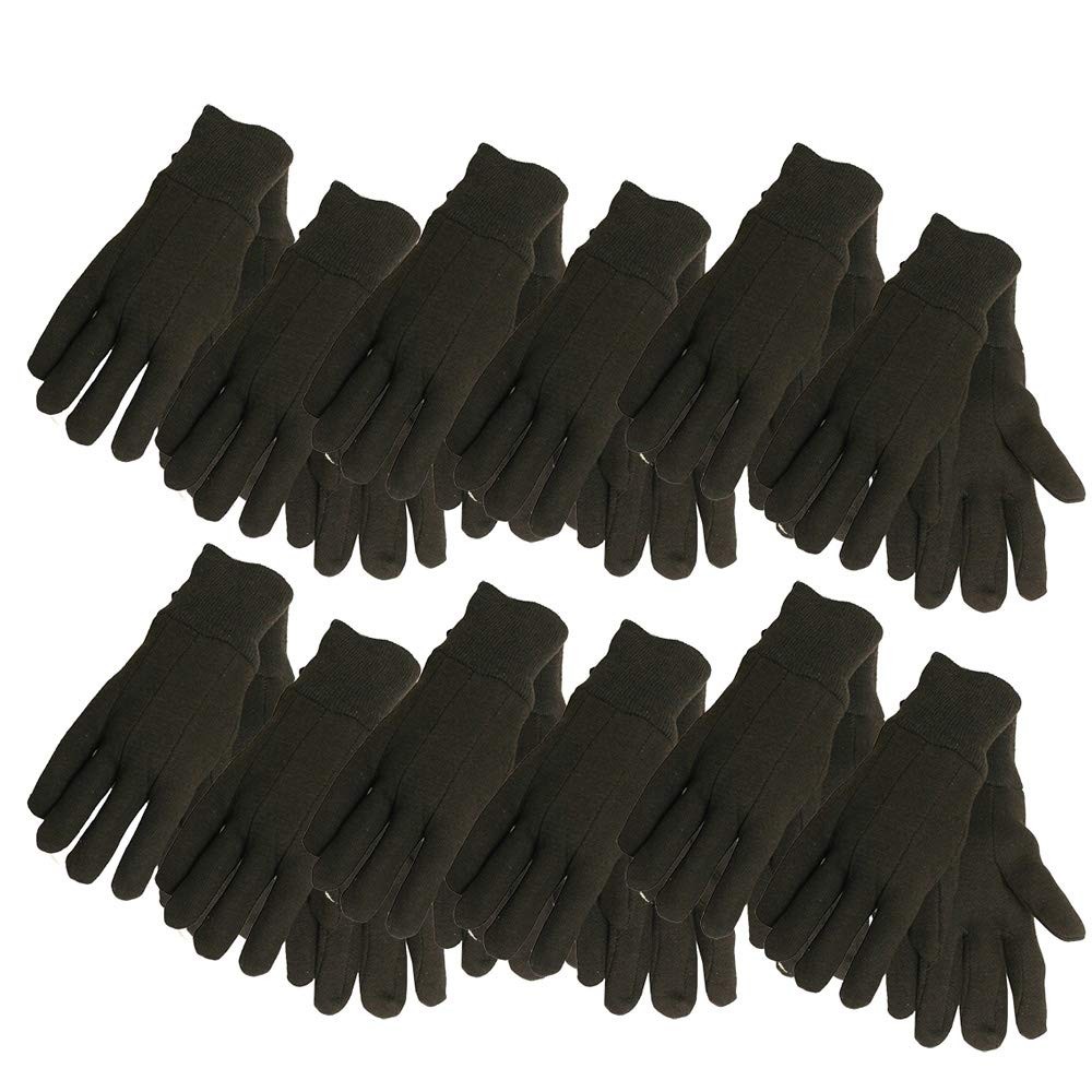 Midwest Gloves & Gear Adult Jersey Gloves, Brown, Large (Pack of 12), Brown