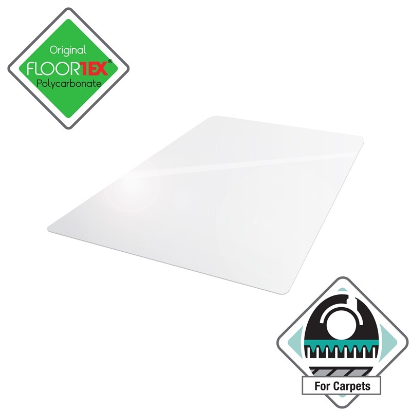 Floortex Polycarbonate Rect Chair Mat for Carpets Clear Size 35 x 47 inch