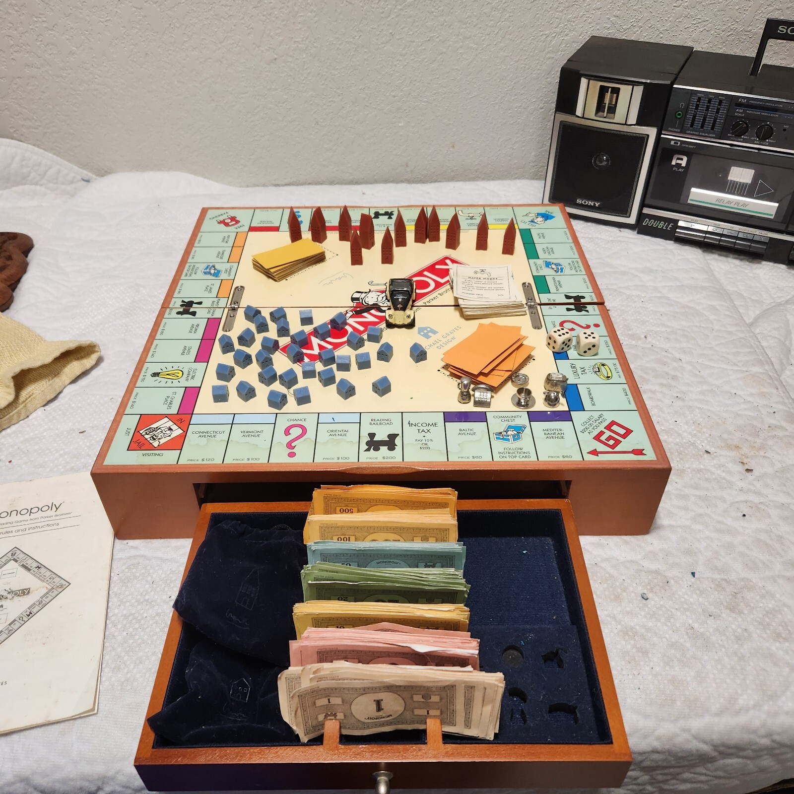 Monopoly 2002 Michael Graves in Folding Wooden Cabinet-Parker Brothers Board BH