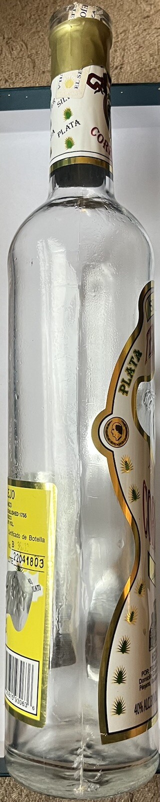 Empty 750 mL Corralejo Silver Blanco Tequila Liquor Bottle For Crafting Display
